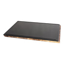 The Steelport Knife Co. SteelCore™ 2-in-1 Walnut Cutting Board, 18"x12", is a dual-sided rectangular board by Steelport Knife Co. featuring a black cutting surface and walnut wood sides, complete with an edge groove for catching liquids.