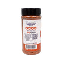 A 9.4 oz plastic container of Hickman's BBQ Sweet Natural Gluten Free BBQ Rub features a label with usage instructions, mild heat level, QR code, barcode, and a small American flag; ideal for seasoning meat before cooking, smoking, or grilling.