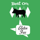 A black pig silhouette sits above the words "Gluten Free" on a green background adorned with white diamonds and a star-shaped accent—the perfect way to showcase your Hickman's BBQ Marinade Package with Injector from Hickman's BBQ.