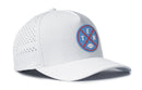 Introducing the Haka Hat Tennessee Football Performance 5-Panel Hat, a Columbia Blue TEN X Flexfit Snapback crafted for comfort and style. Featuring ventilation holes on the side and a circular patch on the front in blue, red, and white with the letters E, N, T and a small football design, this Haka Hat includes a Flexfit sweatband to keep you cool and dry throughout the game.
