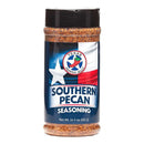Texas Pepper Jelly Southern Pecan Seasoning, 14.5 oz, comes in a plastic container with a Texas flag-inspired red, white, and blue label—ideal for adding savory spice and smoky richness to your favorite dishes.