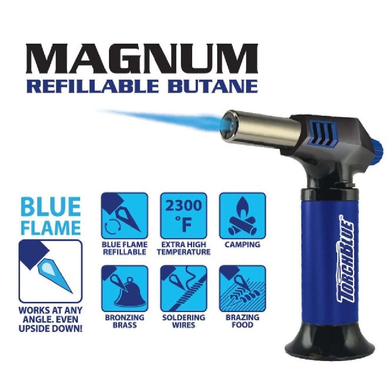 efillable butane torch with 2300°F flame for BBQ, camping, outdoor cooking and kitchen use