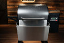 Pimp My Grill® Bodyguard Stainless Steel Grease & Paint Protector installed on the front of a Traeger Pro 575 / Pro 22 / Redland / Ironwood 650 pellet grill.