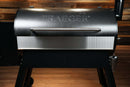 Pimp My Grill® Bodyguard Stainless Steel Grease & Paint Protector installed as a grill paint protector on the lid of a black pellet grill.