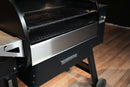 A Pimp My Grill® Bodyguard Stainless Steel Grease & Paint Protector installed on the front edge of a Ridgeline XL pellet grill.