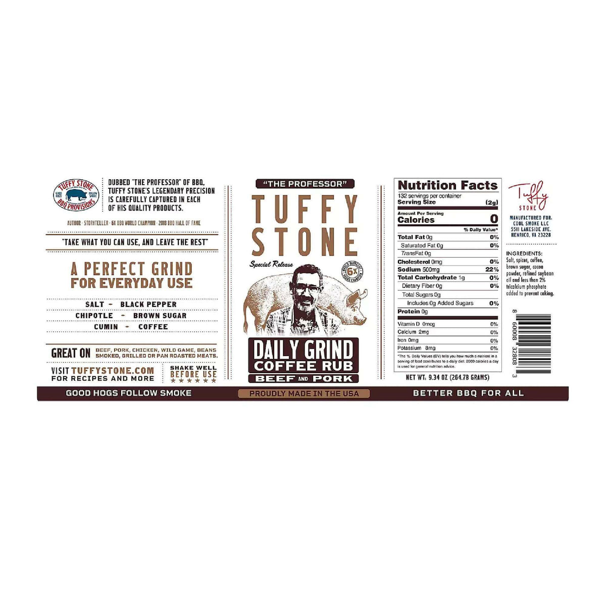 Tuffy Stone Daily Grind Coffee BBQ Rub Savory Flavor