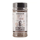 Tuffy Stone Daily Grind Coffee Rub bottle with rich coffee and cocoa blend for bold BBQ flavor on beef, pork, and chicken