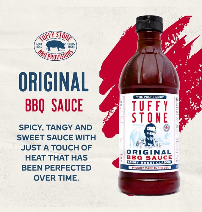 Tuffy Stone Original BBQ Sauce bottle with sweet, tangy, pitmaster-crafted flavor perfect for ribs, chicken, and brisket