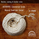 A SpitJack 7" Stainless Steel Meat Trussing Needle and Butcher's Cooking Twine Bundle with the words butcher, cooking and kitchen wine.
