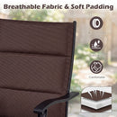 DirectDeals 5 Pieces Outdoor Dining Set with 4 Swivel Chairs and 36 Inch Square Patio Table features comfy, quick-dry, wear-resistant, breathable fabric with soft padding; close-up of layered fabric highlights comfort.