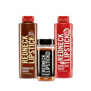 Experience the Redneck Lipstick Variety Pack by Redneck Lipstick, which includes Original Sauce, Hot & Spicy Sauce, and a robust Seasoning blend. Each bottle features vibrant labels that pop against a crisp white background.