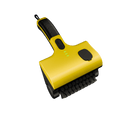 A Vevor Waterproof Electric BBQ Grill Brush with Dual-Speed Motor and durable nylon bristles, featuring a yellow handheld design with a black handle and bristles, is displayed against a plain white background.