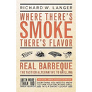 Book cover for Where There's Smoke There's Flavor: Real Barbecue - The Tastier Alternative to Grilling – Paperback by Books by splitShops, featuring woodcut-style food illustrations, highlights about real barbecue as a tastier alternative to grilling, and mentions of over 100 barbecue recipes and smoke cooking tips for your outdoor grill.