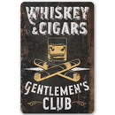 Whiskey and Cigars metal sign for outdoor cook area or patio while barbecuing. 