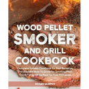 Close-up of sliced smoked meat in the background with the text "Wood Pellet Smoker and Grill Cookbook: Complete Smoker Cookbook for Real Barbecue, The Ultimate How-To Guide for Smoking Meat, The Art of Smoking Meat - Paperback" by Books by splitShops on the cover—ideal for anyone interested in smoked meat recipes or learning to smoke meats as a beginner.