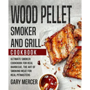 Cover of Wood Pellet Smoker and Grill Cookbook: Ultimate Smoker Cookbook for Real Barbecue, The Art of Smoking Meat for Real Pitmasters (Wood Pellet Grill Cook - Paperback) by Books by splitShops, showcasing succulent grilled ribs topped with fresh herbs on parchment paper alongside a small dish of sauce—a mouthwatering introduction to expert smoker and grill recipes crafted to help you master smoking meat like a true pitmaster.