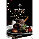 Cookbook cover for The Wood Pellet Smoker and Grill Cookbook: Luscious BBQ Lamb Recipes - Paperback, featuring a roasted lamb shank on a plate with potato wedges.