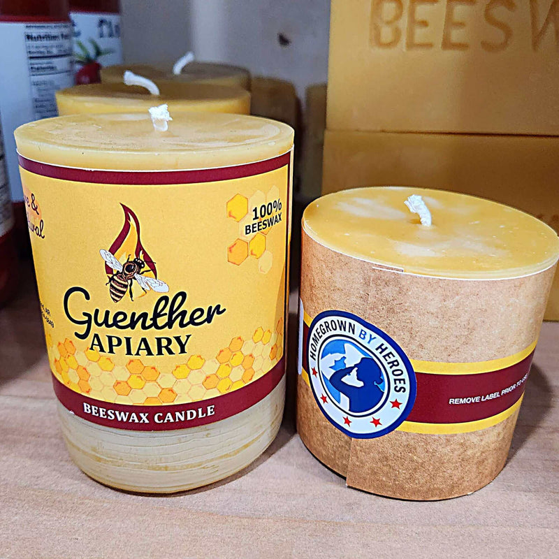 Pillar Candles from 100% Natural Beeswax Guenther Apiary