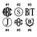 Monogrammed soy wax candle in 14 oz size with multiple scent options at DDR BBQ Supply