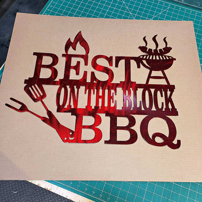 Best on the Block BBQ Metal Sign DDR Fab Personalize: Yes