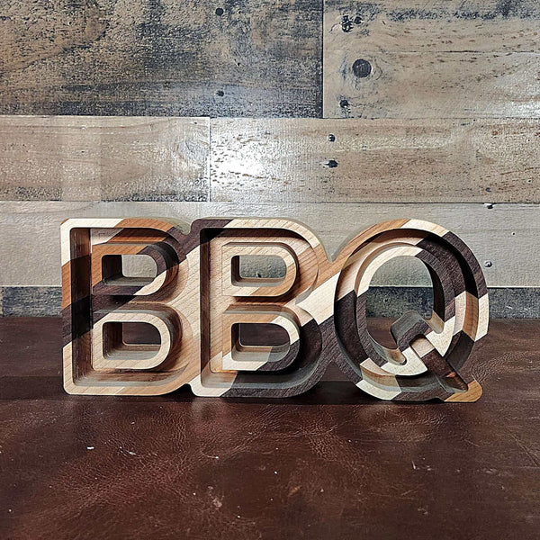 BBQ Word Wood Tray Two Acre Woodworks