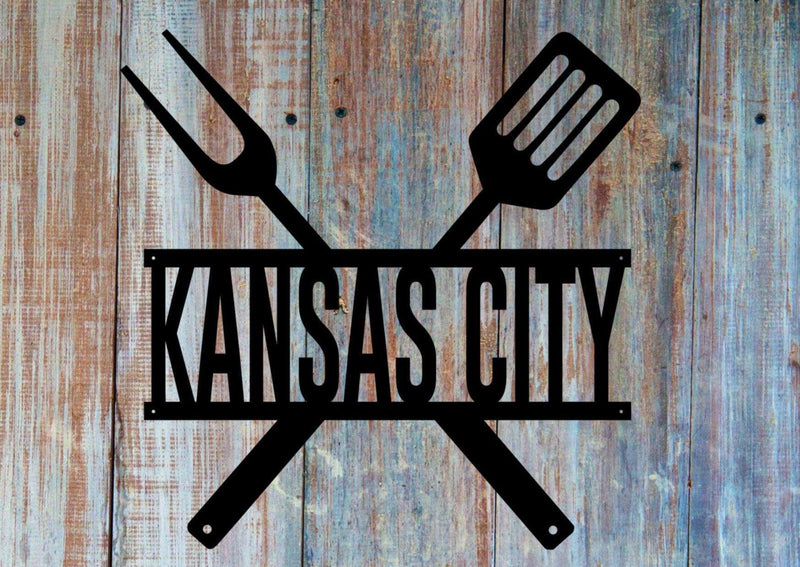 Kansas City BBQ Metal Barbecue Sign DDR Fab