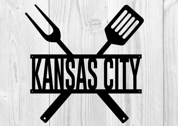 Kansas City BBQ Metal Barbecue Sign DDR Fab