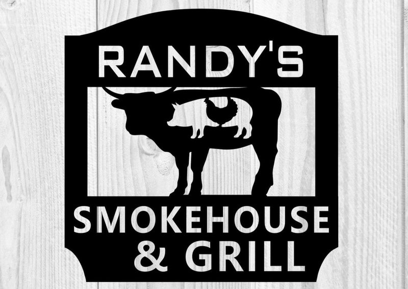 Smokehouse & Grill II Metal Barbecue Sign DDR Fab