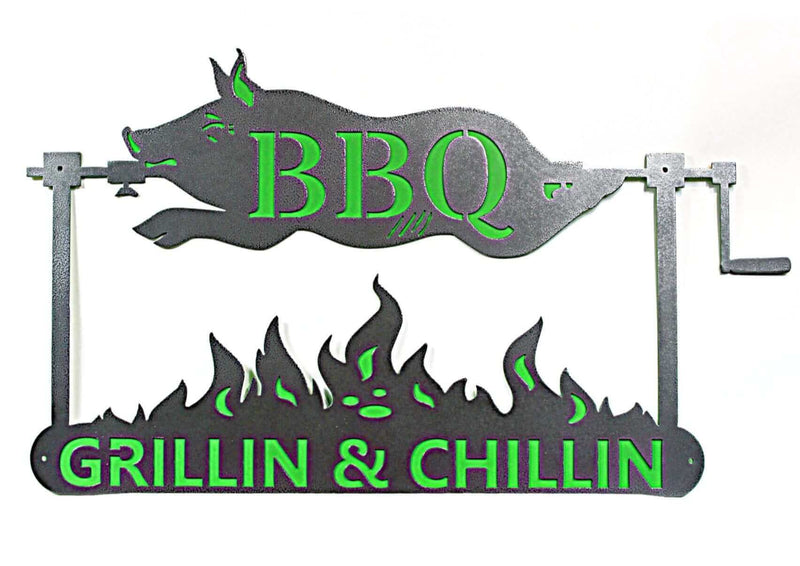 Custom BBQ Pig on a Spit Metal Sign DDR Fab