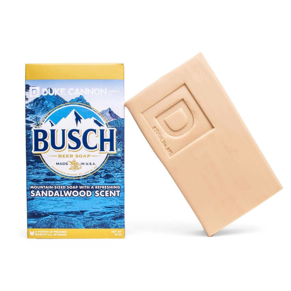 Duke Cannon Soap Busch Beer – 10 oz sandalwood bar made with real Busch Beer for a rugged, refreshing clean – Shop DDR BBQ Supply for men’s grooming