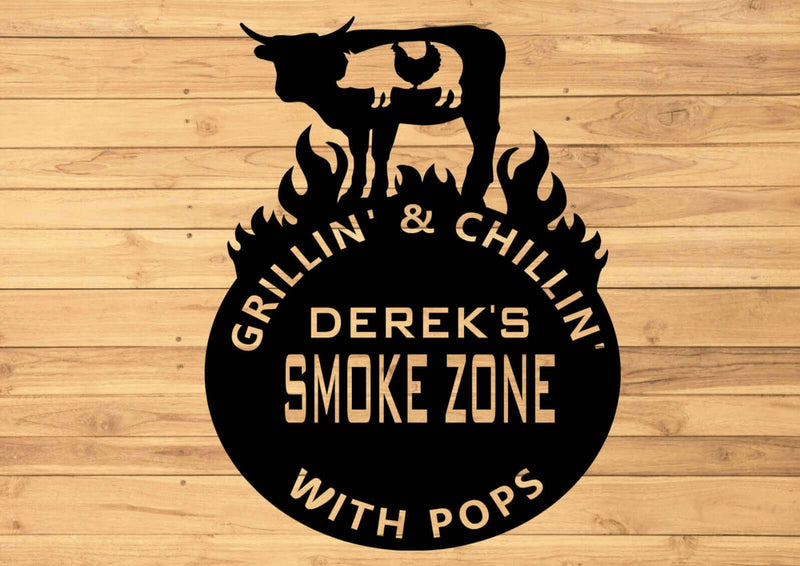 Smokehouse with Flames Metal Barbecue Sign DDR Fab