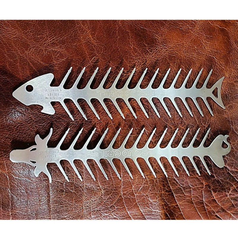 Set of 2 Stainless Steel Reusable Barbecue Skewers -- Can be Personalized Proud Grill