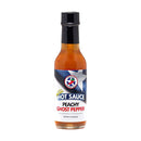 Texas Pepper Jelly Peachy Ghost Pepper Hot Sauce with sweet peach flavor and ghost pepper heat for chicken, seafood, and BBQ