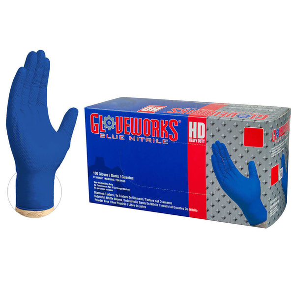 Gloveworks XXL Blue Nitrile Gloves - 100 Count