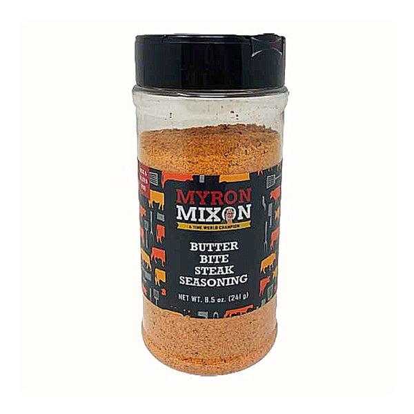Myron Mixon Butter Bite Seasoning with rich buttery flavor and mild spice for brisket, steak, and vegetables