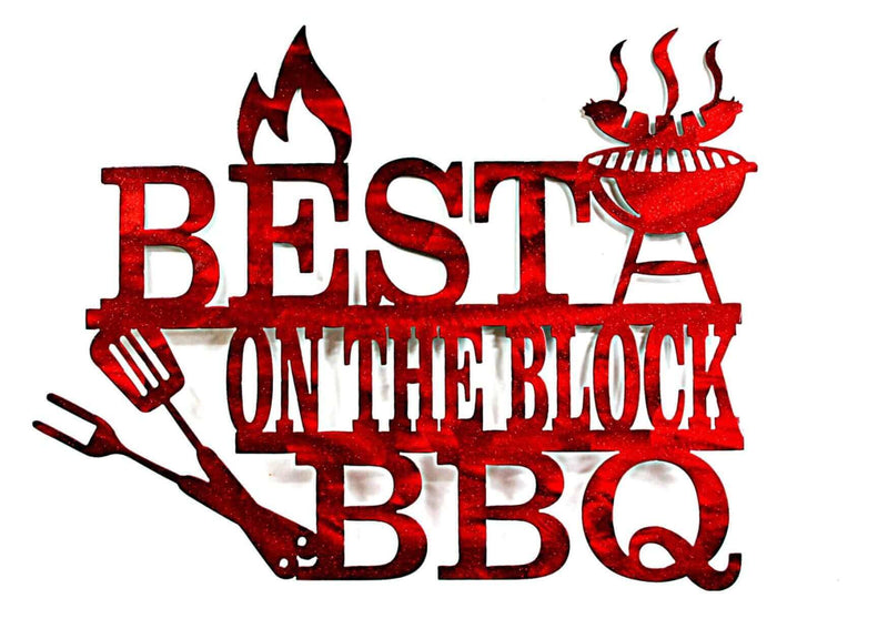 Best on the Block BBQ Metal Sign DDR Fab Personalize: Yes