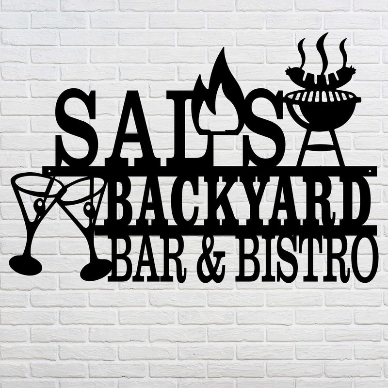 Backyard Bar & Bistro Metal BBQ Sign DDR Fab