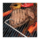 Stainless steel pigtail meat flipper with wooden handle for grilling and BBQ