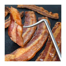 Stainless steel pigtail meat flipper with wooden handle for grilling and BBQ