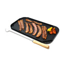 Stainless steel pigtail meat flipper with wooden handle for grilling and BBQ