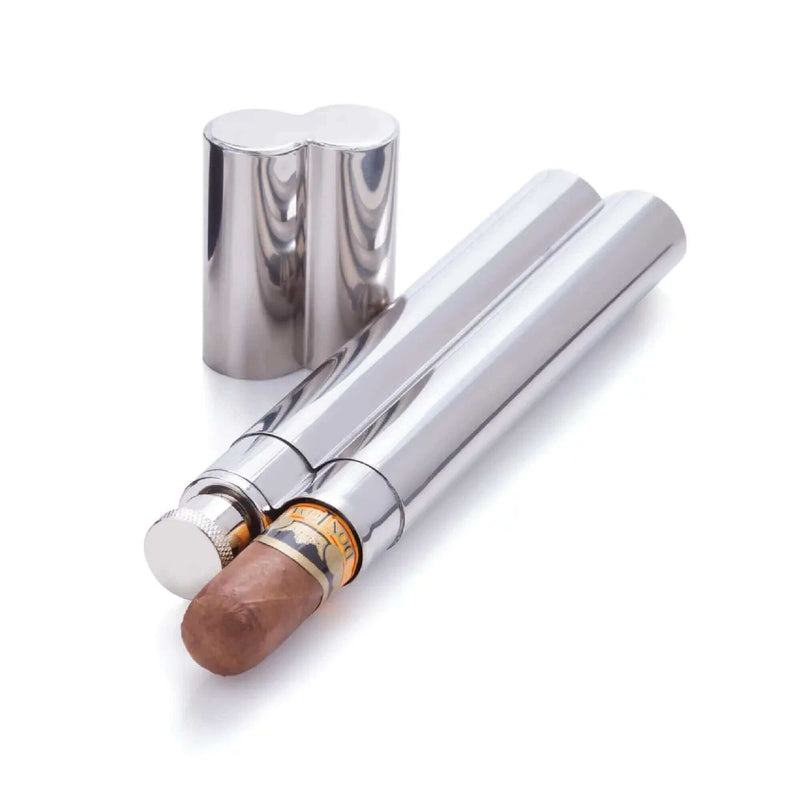 Stainless Cigar Holder + 2 oz Flask