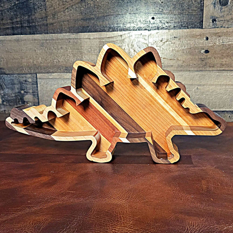 Dinosaur Wood Tray--Stegosaurus Two Acre Woodworks