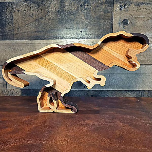 T-Rex Dinosaur Wood Tray Two Acre Woodworks