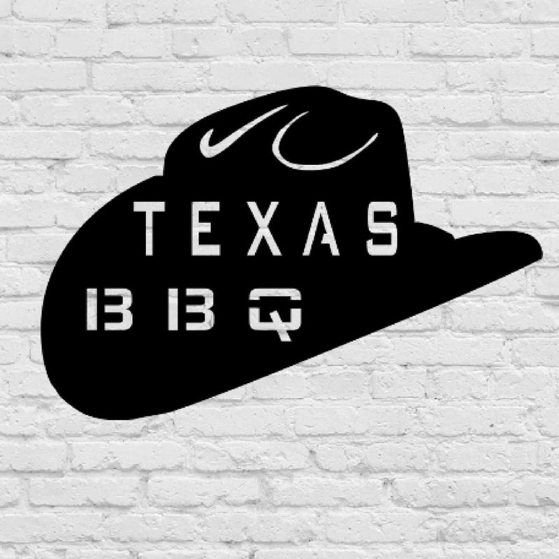 Texas BBQ Hat Metal BBQ Sign DDR Fab