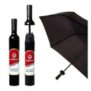 The Vinrella Misty Spirits Wine Bottle Umbrella features a no-drip design, bottle-shaped case, and handle resembling a wine bottle neck—perfect for wine lovers.