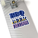 BBQ Beer Freedom BBQ sticker with patriotic design for smokers, coolers, and grill carts – shop DDR BBQ Supply