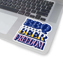 BBQ Beer Freedom BBQ sticker with patriotic design for smokers, coolers, and grill carts – shop DDR BBQ Supply