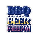 BBQ Beer Freedom BBQ sticker with patriotic design for smokers, coolers, and grill carts – shop DDR BBQ Supply