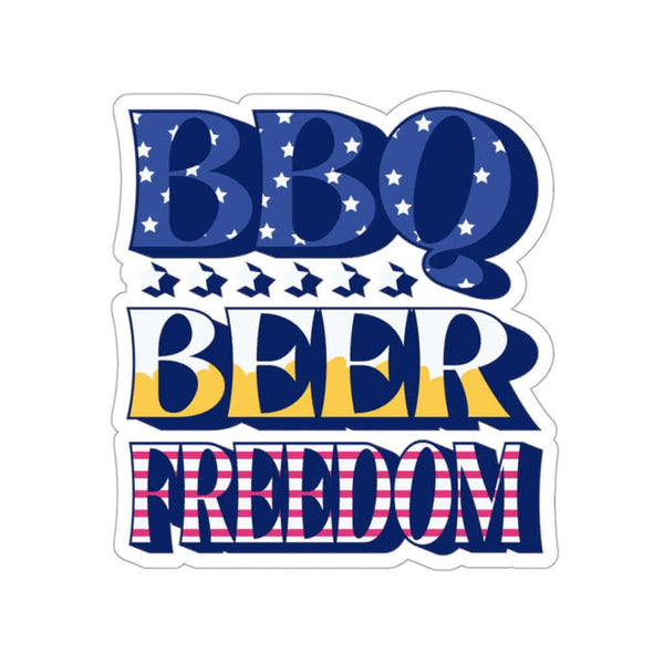 BBQ Beer Freedom BBQ sticker with patriotic design for smokers, coolers, and grill carts – shop DDR BBQ Supply
