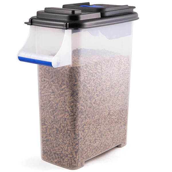 Pellet Storage Bin with heavy-duty handle and retractable spout for pellet grill fuel management